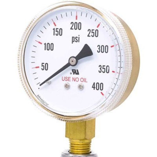 Engineered Specialty Products, Inc PIC Gauges 2.5" UNO Pressure Gauge, 1/4" NPT, Dry, 0/400 PSI, Lower Mount, 501D-UNO-254I 501D-UNO-254I